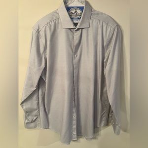 Calvin Klein, Large (16 1/2), Gray Dress Shirt